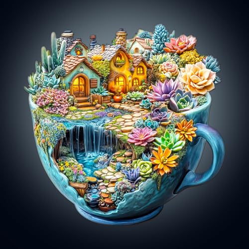 WOODBESTS Holzpuzzle Erwachsene, Sukkulentenschale Holzpuzzles, 250 Teile Holz Puzzle, Unregelmäßige Einzigartige Tierform Puzzle, Schön Geschenke für Puzzleliebhaber (34 * 33.8 cm) von WOODBESTS