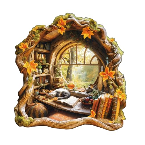 WOODBESTS Holzpuzzle Erwachsene, Vor Dem Baumhaus Holzpuzzle, Unregelmäßige einzigartige Puzzle, Schöne Geschenke für Puzzle-Liebhaber (34 * 32.5cm 270 Stück) von WOODBESTS