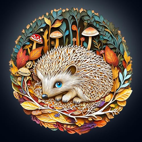 WOODBESTS Holzpuzzle Erwachsene, Waldigel Holzpuzzle, Unregelmäßige einzigartige Puzzle, Schöne Geschenke für Puzzle-Liebhaber (34 * 33.2cm 265 Stück) von WOODBESTS