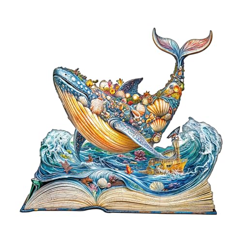 WOODBESTS Holzpuzzle Erwachsene, Whale Holzpuzzle, Unregelmäßige einzigartige Puzzle, Schöne Geschenke für Puzzle-Liebhaber (34 * 31.2cm 185 Stück) von WOODBESTS