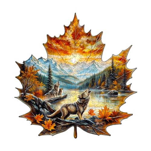 WOODBESTS Holzpuzzle Erwachsene, Wolfskönig Holzpuzzle, Unregelmäßige einzigartige Puzzle, Schöne Geschenke für Puzzle-Liebhaber (34 * 33.3cm 245 Stück) von WOODBESTS