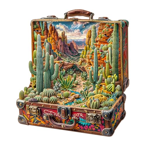 WOODBESTS Holzpuzzle Erwachsene, Wüstenkaktus Holzpuzzle, Unregelmäßige einzigartige Puzzle, Schöne Geschenke für Puzzle-Liebhaber (34 * 30.2cm 255 Stück) von WOODBESTS