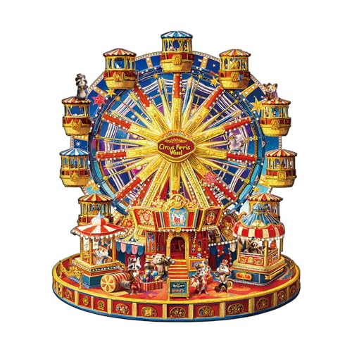 WOODBESTS Holzpuzzle Erwachsene, Zirkus-Riesenrad Holzpuzzle, Unregelmäßige einzigartige Puzzle, Schöne Geschenke für Puzzle-Liebhaber (34 * 29cm 245 Stück) von WOODBESTS