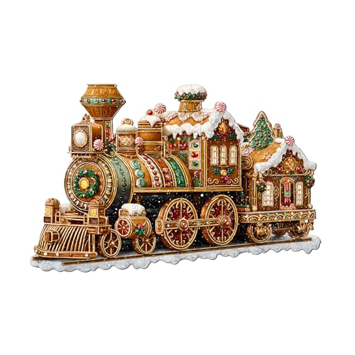WOODBESTS Holzpuzzle Erwachsene, Zug Der Weihnachtsmänner-2 Holzpuzzle, Unregelmäßige einzigartige Puzzle, Schöne Geschenke für Puzzle-Liebhaber (34 * 22.1cm 190 Stück) von WOODBESTS