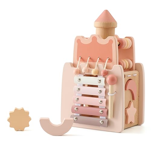 WOODEN TEETHER Montessori Motorikwürfel holzspielzeug Montessori Spielzeug ab 1 Jahr 5 in 1(Rosa Schloss) WOODEN TEETHER Montessori Motorikwürfel holzspielzeug Montessori Spielzeug ab 1 Jahr 5 in 1(Rosa Schloss) von WOODEN TEETHER