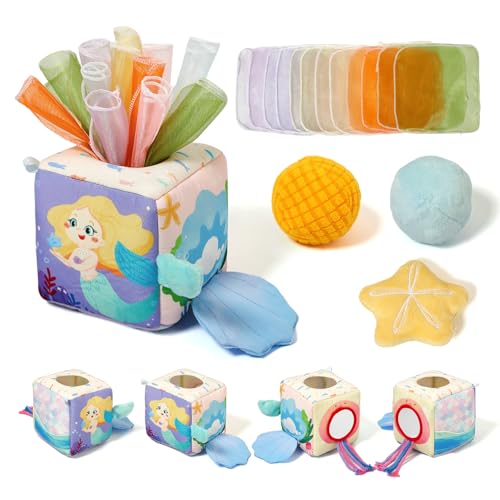 WOODEN TEETHER Baby Spielzeug 6 Monate, Tissue Box Toy Montessori motorik Sensorik(Nixen) von WOODEN TEETHER