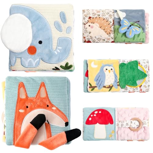 WOODEN TEETHER Babybuch Stoffbuch mit Spiegel, Baby Spielzeug 0-6 Monate Sensorisches Buch - Interaktive Fühlbuch Knisterbuch Babyspielzeug Geschenke für Neugeborene - Elefanten WOODEN TEETHER Babybuch Stoffbuch mit Spiegel, Baby Spielzeug 0-6 Monate Sensorisches Buch - Interaktive Fühlbuch Knisterbuch Babyspielzeug Geschenke für Neugeborene - Elefanten von WOODEN TEETHER