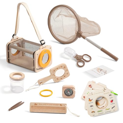 WOODEN TEETHER Forscherset für Kinder Naturerkundungen Geschenk für Junge und Mädchen, Camping Naturerkundungen Geschenk für Junge und Mädchen (9-teiliges(personalisierte)) von WOODEN TEETHER