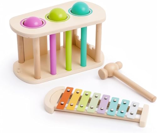 WOODEN TEETHER Montessori Spielzeug ab 1 Jahr, 2-in-1 Xylophon und Hammerspiel mit ausziehbarem Xylophon, Montessori-Musiklernspielzeug, Motorikspielzeug Geschenk für 1 2 3 Jahre Mädchen Junge WOODEN TEETHER Montessori Spielzeug ab 1 Jahr, 2-in-1 Xylophon und Hammerspiel mit ausziehbarem Xylophon, Montessori-Musiklernspielzeug, Motorikspielzeug Geschenk für 1 2 3 Jahre Mädchen Junge von WOODEN TEETHER