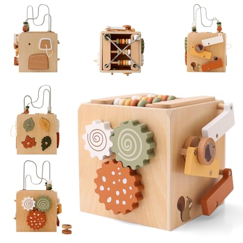 WOODEN TEETHER Montessori Motorikwürfel holzspielzeug Montessori Spielzeug ab 1 Jahr 6 in 1(Naturholzfarbe Aktivitätswürfel) WOODEN TEETHER Montessori Motorikwürfel holzspielzeug Montessori Spielzeug ab 1 Jahr 6 in 1(Naturholzfarbe Aktivitätswürfel) von WOODEN TEETHER