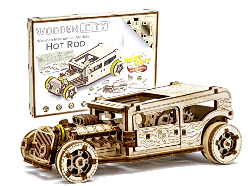 WOODEN.CITY 3D Holzpuzzle Hot Rod - Geschenke für Männer, 3D Puzzle, Holzpuzzle Erwachsene, Modellauto, Modellbausatz, Bastelset, Büro Geschenke WOODEN.CITY 3D Holzpuzzle Hot Rod - Geschenke für Männer, 3D Puzzle, Holzpuzzle Erwachsene, Modellauto, Modellbausatz, Bastelset, Büro Geschenke von WOODEN.CITY