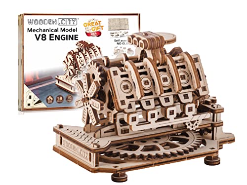 WOODEN.CITY 3D Puzzle Holzmodellbausatz zum Bauen - V8 Engine, Mechanisch Spielzeug für Erwachsene, Laser Cut DIY - Holzpuzzle Erwachsene, Miniatur Motor Bausatz, Modellbausatz WOODEN.CITY 3D Puzzle Holzmodellbausatz zum Bauen - V8 Engine, Mechanisch Spielzeug für Erwachsene, Laser Cut DIY - Holzpuzzle Erwachsene, Miniatur Motor Bausatz, Modellbausatz von WOODEN.CITY