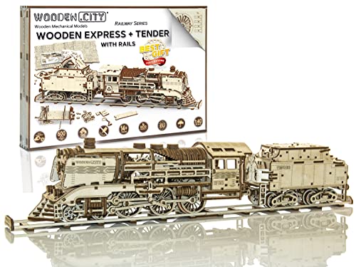 WOODEN.CITY 3D Puzzle - Holzpuzzle Erwachsene, Holzexpress + Tender mit Schienen - Mechanisch, Puzzle Erwachsene, DIY Spielzeug - Laser Cut, DIY Holzmodell, Geburtstag Jugendliche und Erwachsene WOODEN.CITY 3D Puzzle - Holzpuzzle Erwachsene, Holzexpress + Tender mit Schienen - Mechanisch, Puzzle Erwachsene, DIY Spielzeug - Laser Cut, DIY Holzmodell, Geburtstag Jugendliche und Erwachsene von WOODEN.CITY