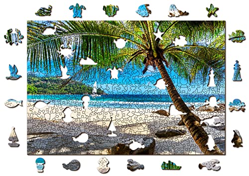 Wooden.City Holzpuzzle 500 +5 Teile - Paradise Island-Strand - Erwachsene Kinder Tierpuzzle - Bunt Einzigartige Tierform - Haus Dekoration - Geschenk Lernspielzeug - Tolles Spielzeug 37,5 x 25,4 cm von WOODEN.CITY