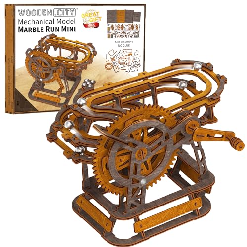 WOODEN.CITY Murmelbahn Mini 3D Puzzle – Smart Games Holzpuzzle Erwachsene, Europäisch gefertigtes mechanisches Modellbausatz aus Holz, Marmor-Labyrinth zur Selbstmontage, kein Kleber erforderlich von WOODEN.CITY