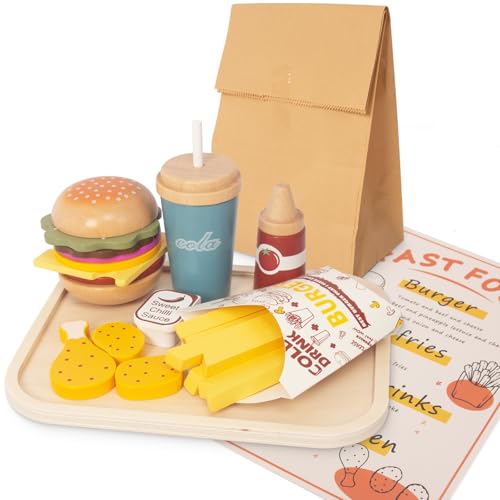 Pizza Set Holz, Pizza Kinderküche Zubehör, Holzpizza für Kinder, Spielküche Pizza Spielzeug Lebensmittel für Kaufladen, Pädagogisches Rollenspiel Lernspielzeug Geschenk (Hamburger) Pizza Set Holz, Pizza Kinderküche Zubehör, Holzpizza für Kinder, Spielküche Pizza Spielzeug Lebensmittel für Kaufladen, Pädagogisches Rollenspiel Lernspielzeug Geschenk (Hamburger) von WOODENFUN