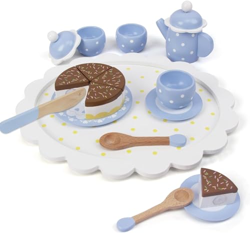 Holz Tee Set Spielzeug, Kinderspiele, Küchenzubehör, Lebensmittel Spielzeug, Kinder Tee Party Set, Kuchen, Schokolade Tee Tasse, Holz Zubehör Set, Blau Holz Tee Set Spielzeug, Kinderspiele, Küchenzubehör, Lebensmittel Spielzeug, Kinder Tee Party Set, Kuchen, Schokolade Tee Tasse, Holz Zubehör Set, Blau von WOODENFUN