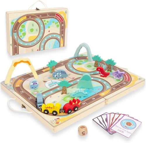 Holz Zug Set Spielzeug passend für kleine Kinder, Holz Dinosaurier Zug Set passend für Kinder über 3 Jahre alt, tragbare und langlebige Zug Schach Spielzeug für 3 Zug Reisen, 5 Dinosaurier Holz Zug Set Spielzeug passend für kleine Kinder, Holz Dinosaurier Zug Set passend für Kinder über 3 Jahre alt, tragbare und langlebige Zug Schach Spielzeug für 3 Zug Reisen, 5 Dinosaurier von WOODENFUN