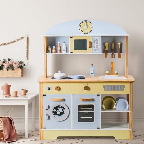 Kinderküche für Kinder mit 16 Spielzeug Nahrungs- und Kochgeschirr Zubehör Kinderküche Holz Koch Pretend-Spielset für Kleinkinder Kinderküche für Kinder mit 16 Spielzeug Nahrungs- und Kochgeschirr Zubehör Kinderküche Holz Koch Pretend-Spielset für Kleinkinder von WOODENFUN