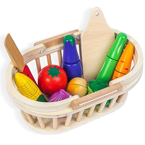 WOODENFUN Küchenspielzeug für Kinder aus Holz, Gefälschte Rollenspiele, Gemüseschnitt, Obst- und Gemüsespielzeug aus Holz mit Klettverschluss, Kinderspielzeug für Vorschulerziehung WOODENFUN Küchenspielzeug für Kinder aus Holz, Gefälschte Rollenspiele, Gemüseschnitt, Obst- und Gemüsespielzeug aus Holz mit Klettverschluss, Kinderspielzeug für Vorschulerziehung von WOODENFUN