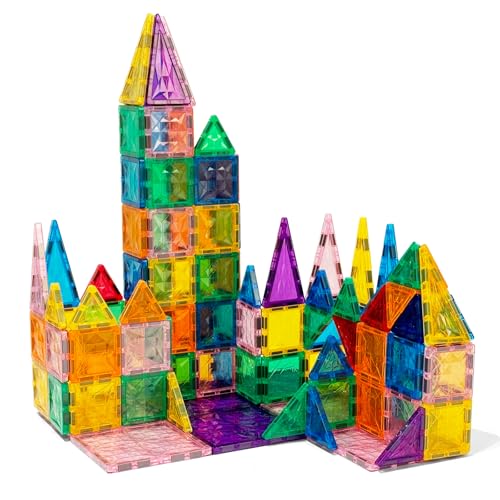 WOODENFUN Mini Magnetische Bausteine 100 Teile für Kinder Montessori Regenbogen Bausteine Spielzeug 3D Leuchtenden Magnete Konstruktion Baukasten für Kinder ab 3-6+ Jahre von WOODENFUN