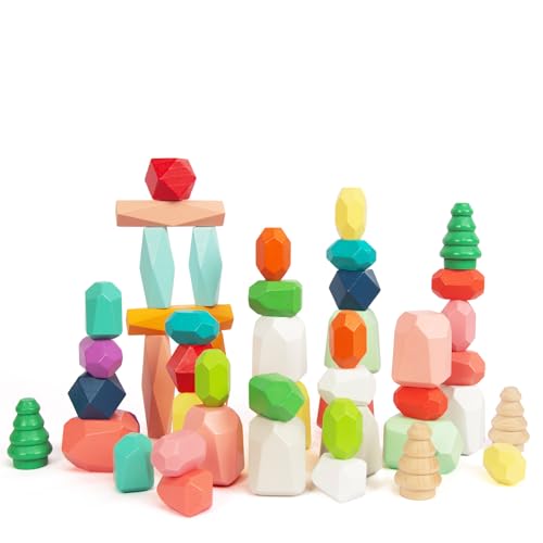 WOODENFUN Montessori Holz Spielzeug 48pcs Bunte Stapelsteine für Kinder Balance Steine Spiel Blöcke Geeignet für Erwachsene und Kinder 3 Jahr+ WOODENFUN Montessori Holz Spielzeug 48pcs Bunte Stapelsteine für Kinder Balance Steine Spiel Blöcke Geeignet für Erwachsene und Kinder 3 Jahr+ von WOODENFUN