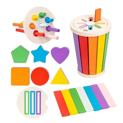 WOODENFUN Montessori Spielzeug Farbsortierung & Stapeln Passende Lernsortierspielzeug für Kleinkinder von 1-3 Jahren, Lernspielzeug als Geschenk für 2 jährige Jungen und Mädchen (Farbe 3) von WOODENFUN