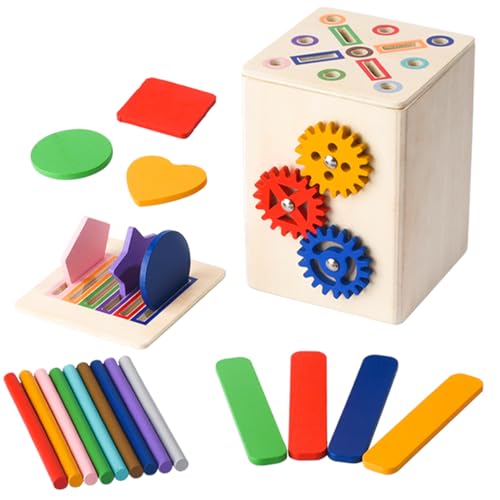 WOODENFUN Montessori Spielzeug Farbsortierung & Stapeln Passende Lernsortierspielzeug für Kleinkinder von 1-3 Jahren, Lernspielzeug als Geschenk für 2 jährige Jungen und Mädchen (Farbe 4) von WOODENFUN