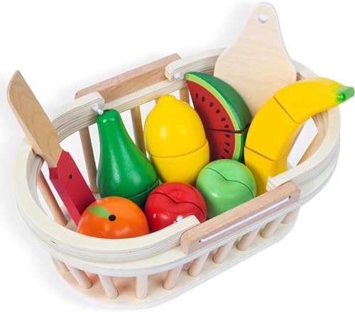Woodenfun Kinder Küche Schneiden Spielzeug Set, Holz Spiel Lebensmittel Küche Schneiden Obst und Gemüse, 2 Boxen gefälschte Lebensmittel, Kinder Bildung Spielzeug Woodenfun Kinder Küche Schneiden Spielzeug Set, Holz Spiel Lebensmittel Küche Schneiden Obst und Gemüse, 2 Boxen gefälschte Lebensmittel, Kinder Bildung Spielzeug von WOODENFUN