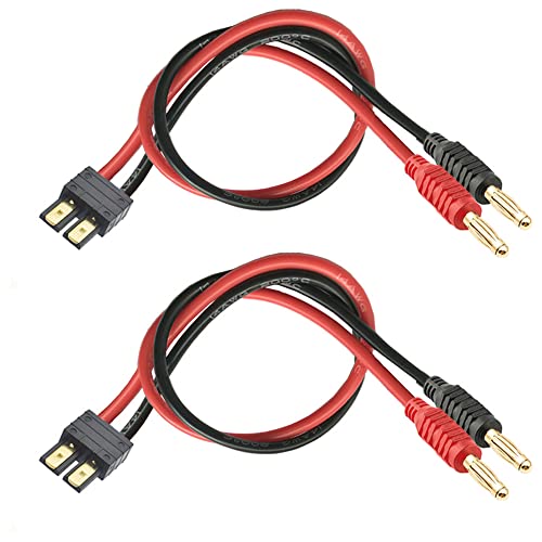 WOODGUILIN TRX Stecker Connectors，TRX Steckerstecker auf 4mm Bananenstecker Adapter mit 30cm 12AWG Kabel für RC Hubschrauber，Quadcopter, Lithium Batterien Batterieanschluss(2 Pack TRX Plug) von WOODGUILIN