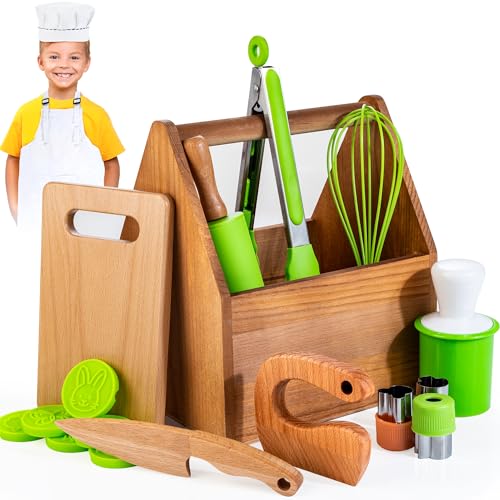 WOODMAM Kinderküche Zubehör,Holzspielzeug Montessori mit Kochmütze, Schürze, Kindersicherheitsmesser, Formen usw, Kinder imitieren Spielzeug Küchenanzug Weihnachten Geschenk für Kinder ab 3 Jahren WOODMAM Kinderküche Zubehör,Holzspielzeug Montessori mit Kochmütze, Schürze, Kindersicherheitsmesser, Formen usw, Kinder imitieren Spielzeug Küchenanzug Weihnachten Geschenk für Kinder ab 3 Jahren von WOODMAM