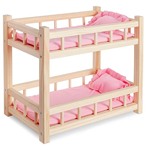 WOODTASTIC Holz Puppenetagenbett - Puppenbett für Puppen bis zu 36 cm - Kreatives Spielen mit Puppenmöbeln von WOODTASTIC