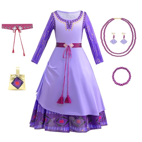WOOLUCK® Wish Asha Kostüm Mädchen,Prinzessin Kleid Kostüm mit Zubehör,für Weihnachten Karneval Party(120) von WOOLUCK