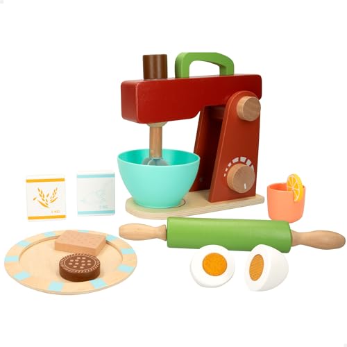 WOOMAX, 47600 Holzmixer, Spielzeug, 11 Zubehörteile, Knetmaschine, Küchenzubehör, Lernspiele, Spielzeug für Kinder ab 2 Jahren, Geburtstagsgeschenke für Kinder (47600) von WOOMAX