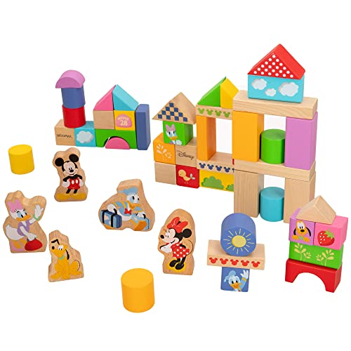 WOOMAX 48737 - Disney Blöcke Bausteine 50 Teile - Spielzeug zum Stapeln, Gleichgewicht und Sortieren - Bauspiele für Kinder und Babys 1, 2, 3 Jahre von WOOMAX