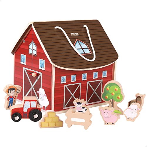 WOOMAX 49371 - Tierfarm aus Holz, 9-teilig, mit Tragegriffen, +3 Jahre WOOMAX 49371 - Tierfarm aus Holz, 9-teilig, mit Tragegriffen, +3 Jahre von WOOMAX