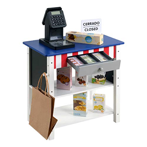 WOOMAX 85385 Supermarkt Holz mit Zubehör Ladengeschäft, Kasse Spielzeuge, blau WOOMAX 85385 Supermarkt Holz mit Zubehör Ladengeschäft, Kasse Spielzeuge, blau von WOOMAX