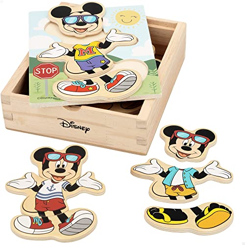 WOOMAX Disney Puzzle Holz-Anzüge 19-teilig-12,5 x 14 cm- Mickey (48723), bunt, Trajes von WOOMAX
