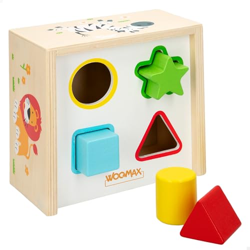 WOOMAX Holzbausteine, 6-teilig, 3 Jahre - 6, Bauklötze, 6 Stück, Mehrfarbig (Parchis-farben), Holz, Interlocking von WOOMAX
