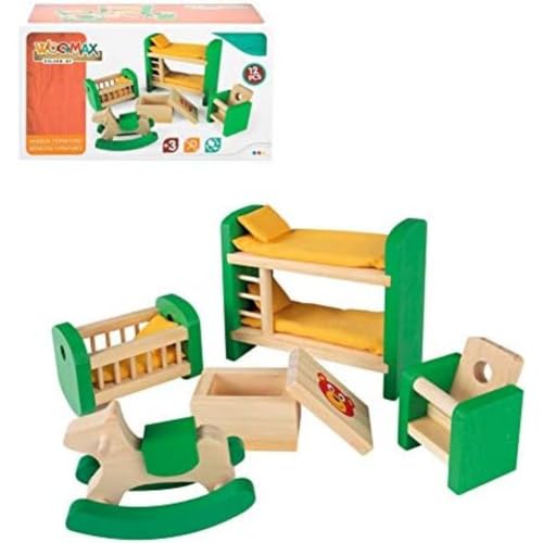 WOOMAX 46470 Möbelset Puppenhaus Holz Kinderzimmer, gelb von WOOMAX