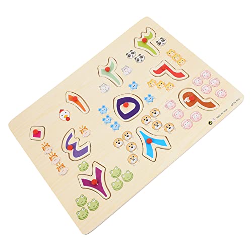 WOONEKY 1 Satz Arabisches Rätsel Montessori-Alphabet-Rätsel Zahlenrätsel-Brett kinderbuch mathematische Kinder Puzzle rätselbuch Kinder Pilznägel Spielzeug Brett greifen Vorschule Holz von WOONEKY