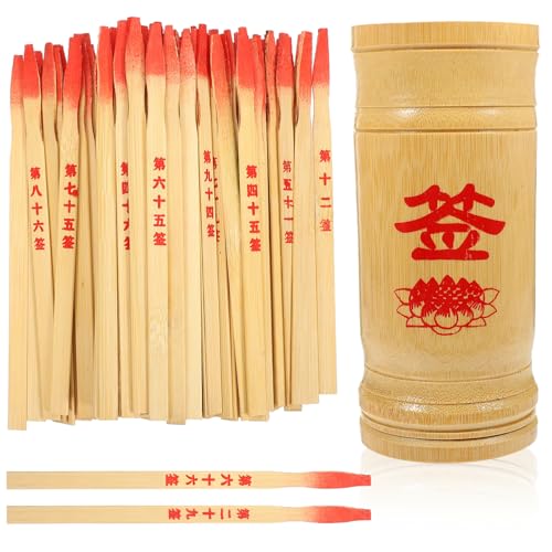 WOONEKY 1 Satz Bambus Glücksstäbchen mit Eimer Traditionelle Chinesische Wahrsage Props für Divination und Glück Praktisch Tragbar für Familienfeiern und Besondere Anlässe von WOONEKY
