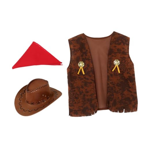WOONEKY 1 Satz Cowboy Kostüm Set für Erwachsene Western Outfit mit Weste Hut und Halstuch Halloween Themenpartys und Cosplay Atmungsaktives Material Xxl WOONEKY 1 Satz Cowboy Kostüm Set für Erwachsene Western Outfit mit Weste Hut und Halstuch Halloween Themenpartys und Cosplay Atmungsaktives Material Xxl von WOONEKY
