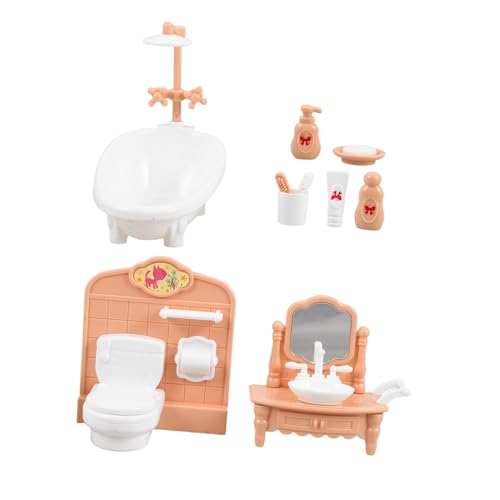 WOONEKY 1 Satz Dollhouse Badezimmer Set Miniaturmöbel Set mit Toilette Waschbecken Badewanne und Spiegel für Puppenhaus Dekoration Kreatives für Teiliges WOONEKY 1 Satz Dollhouse Badezimmer Set Miniaturmöbel Set mit Toilette Waschbecken Badewanne und Spiegel für Puppenhaus Dekoration Kreatives für Teiliges von WOONEKY