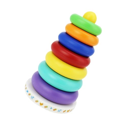 WOONEKY Kreatives Babyspielzeug Satz Kognitives Farbspielzeug Kunststoff Ringstapler Stapelspielzeug für Kleinkinder Fördert Hand Auge Koordination von WOONEKY