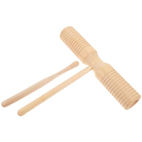 WOONEKY 1 Satz Holz Guiro Instrument für Doppeltoniges Percussion Instrument mit Schlägel für Musikunterricht und Kindergartenaufführungen von WOONEKY