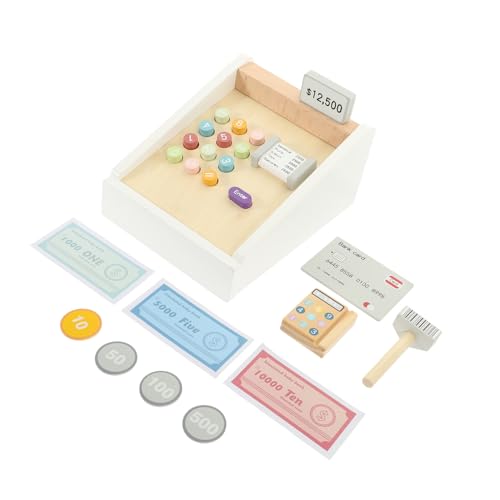 WOONEKY 1 Satz Holz Kassenset für Simulierte Spielkasse mit Scanner und Spielgeld Perfektes Lernspielzeug für Kaufladen und Rollenspiele Robustes Design Fördert Kreativität und WOONEKY 1 Satz Holz Kassenset für Simulierte Spielkasse mit Scanner und Spielgeld Perfektes Lernspielzeug für Kaufladen und Rollenspiele Robustes Design Fördert Kreativität und von WOONEKY
