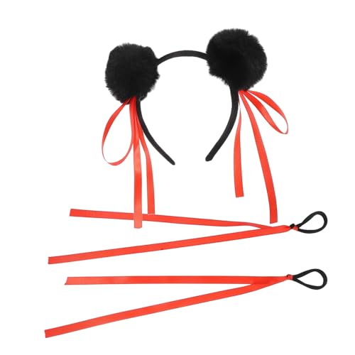 WOONEKY 1 Satz Kawaii Plüsch Haarreif für Schwarzen Pompons Haargummis für Cosplay Feiertagsveranstaltungen und Kinderkostüme von WOONEKY