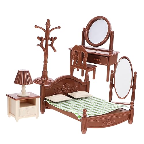 WOONEKY 1 Satz Mini Puppenhaus Möbel Realistische Schlafzimmer Dekoration für Rollenspiele Teiliges mit Bett und Schminktisch für Jahren Fördert Kreatives WOONEKY 1 Satz Mini Puppenhaus Möbel Realistische Schlafzimmer Dekoration für Rollenspiele Teiliges mit Bett und Schminktisch für Jahren Fördert Kreatives von WOONEKY