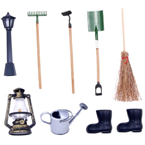 WOONEKY 1 Satz Miniatur Gartenwerkzeug Set Teiliges Zubehör für Puppenhaus und Mini für DIY Realistische Designs aus Sicheren Materialien von WOONEKY